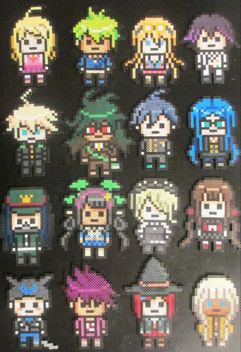 Homestuck Perler, Perler Sprites, Perler Templates, Danganronpa V3 Characters, Pulseras Kandi, Kawaii Cross Stitch, Beaded Items, Melty Bead Patterns, Perler Art