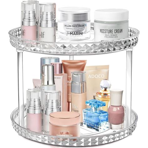 2 Tier Lazy Susan Makeup Organizer Carousel Storage, Mascara Dior, Rotating Makeup Organizer, Organize Bathroom Countertop, Makeup Storage Organization, Perfume Organization, Acrylic Organizer Makeup, Make Up Organiser, Glam Room