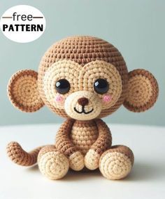 Monkey Amigurumi Pattern Amigurumi Monkey Free Pattern Crochet, Wobbles Crochet Free Pattern, Crochet Monkey, Crochet Toys Free, 4mm Crochet Hook, Step By Step Crochet, Medium Weight Yarn, Crochet Techniques, Yarn Needle