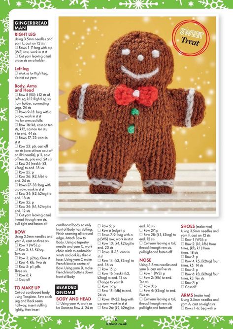 Gingerbread Man Knitting Pattern Free, Knitted Ornaments, Christmas Toy Knitting Patterns, Dog Knitting, Christmas Knits, Christmas Knitting Projects, Knitted Flower Pattern, Rainbow People, Knitted Christmas Decorations