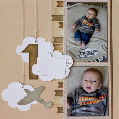 1 Month Scrapbook Page!! 1 Month Scrapbook Page, 1 Month Old Scrapbook Layouts, Month Scrapbook, Scrapbook Baby Book Ideas, Old Scrapbook, Boy Scrapbook Layouts, Month Photos, Diy Photo Book, Scrapbook Pictures