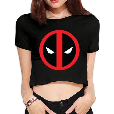 Black Crop Top Outfit, Wade Wilson, Nerd Fashion, Crop Top Outfits, Crop Tshirt, Black Crop Tops, Crop Tee, Tshirt Logo, Deadpool