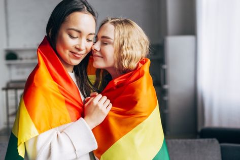 Pride Flag Photoshoot, Flag Photoshoot, Lesbian Engagement Photos, Drawing Advice, Lesbian Engagement, Rainbow Flag Lgbt, Anatomy Practice, Gay Pride Flag, Sketches Of People