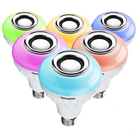 Amazon.com: Texsens LED Light Bulb with Integrated Bluetooth Speaker, 6W E27 RGB Changing Lamp Wireless Stereo Audio with 24 Keys Remote Control: Home Improvement Wireless Speakers Bluetooth, Light Music, Led Light Bulb, Wireless Bluetooth, Led Lamp, Bluetooth Speaker, Gift Guide, Led Light, Remote Control