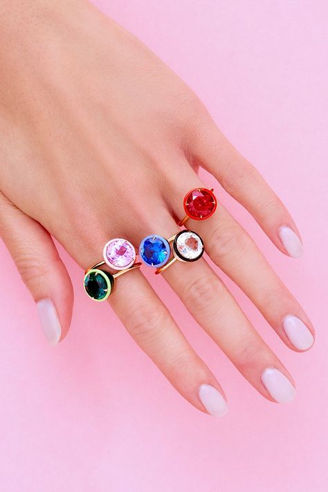 Round Cocktail Ring – Alison Lou Unique Ring Designs, Alison Lou, Emerald Blue, Designer Rings, Yellow Citrine, Ruby Ring, White Ring, White Topaz, Cocktail Ring