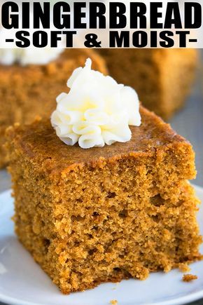 GINGERBREAD RECIPE/ GINGERBREAD CAKE RECIPE- Quick and easy, made with simple ingredients. Paired with cream cheese frosting or whipped cream. Can be made into loaf and used in trifle. This old fashioned, classic Christmas dessert is soft, moist, loaded with molasses & spices (cinnamon, cloves, ginger). From CakeWhiz.com #gingerbread #ginger #cake #classic #baking #dessert #recipes #christmas #dessertrecipes 1 Egg Dessert Recipes, Ginger Bread Recipe Easy, Ginger Bread Cake Christmas, Ginger Spice Cake Recipe, Moist Gingerbread Loaf, Gingerbread Cake Recipe Moist, Gingerbread Recipe Loaf, Ginger Powder Recipes, Gingerbread Loaf Recipe Moist