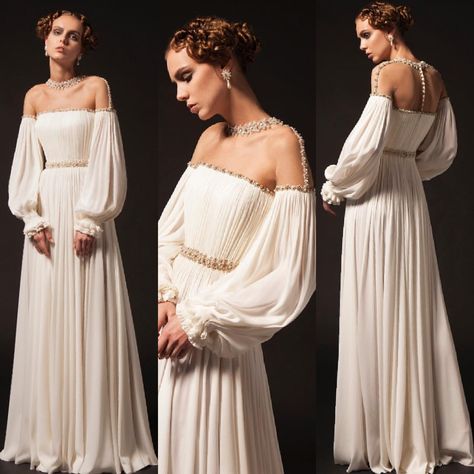 Chiton Dress, Grecian Clothing, Krikor Jabotian, Golden Sandals, Dress Alternative, Grecian Dress, Fashion Dresses Formal, Blouse Ideas, My Wedding Dress