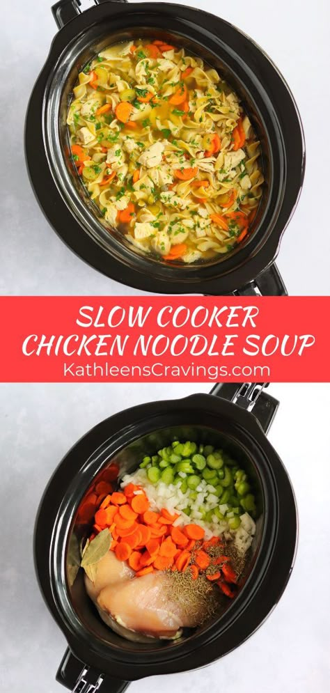 Slow Cooker Chicken Noodle, Slow Cooker Chicken Noodle Soup, Crockpot Dinners, Chicken Noodle Soup Homemade, Crockpot Dishes, Dinner Recipes Crockpot, Crockpot Cooking, Slow Cooker Meals, Recipes Slow Cooker