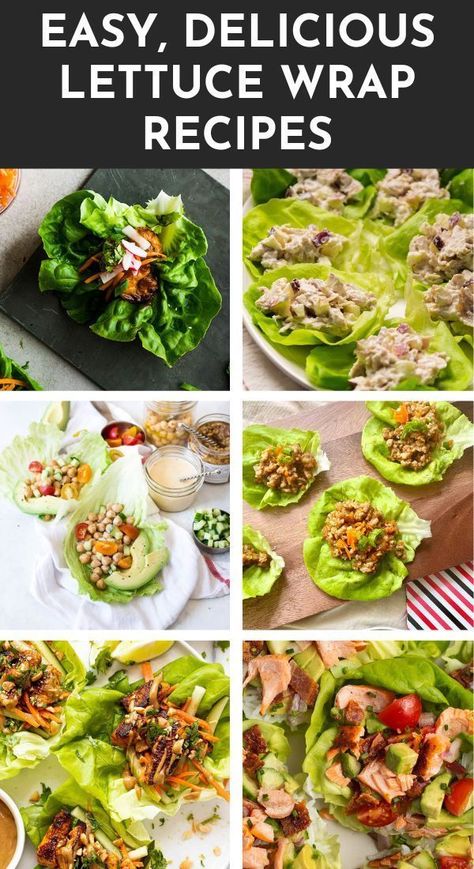 This collection of lettuce wrap recipes is perfect for busy weeknights! Go beyond the PF Chang lettuce wrap with these simple recipes featuring salmon, pork, chicken, and more. Includes vegetarian and plant-based options as well! With our favorite lettuce wraps and tips for choosing the best lettuce for wraps. Featuring easy healthy recipes for chicken lettuce wraps and more - a great alternative to sandwiches if you are following a low carb diet! Best Lettuce For Wraps, Lettuce Wrap Sauce, Veggie Lettuce Wraps, Chickpea Lettuce Wraps, Bacon Lettuce Wraps, Easy Lettuce Wraps, Vegetarian Lettuce Wraps, Lettuce Wraps Healthy, Pf Chang