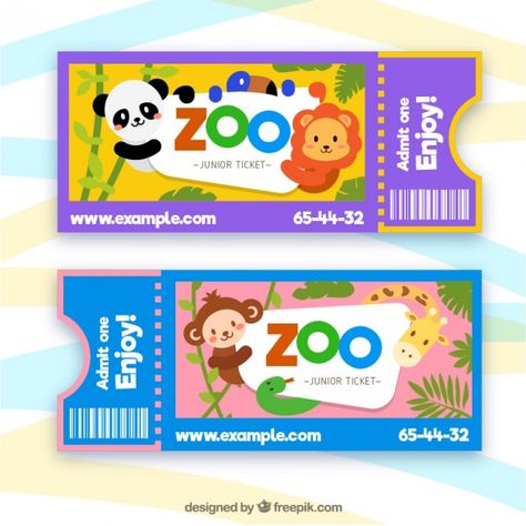 Zoo tickets with cartoon animals Free Vector Zoo Tickets, Kids Zoo, Ticket Design, Kpop Edits, Animal Posters, Online Tickets, Free Resources, Zoo Animals, Psd Files