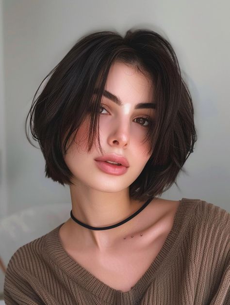 Short Rounded Haircut, Short Straight Hair Women, Short Hair Long Face, Short Haircut For Thick Hair, Baywatch Poster, Bob Undercut, Bob Haircut For Round Face, Cool Hairstyles For Girls, Bob Cuts