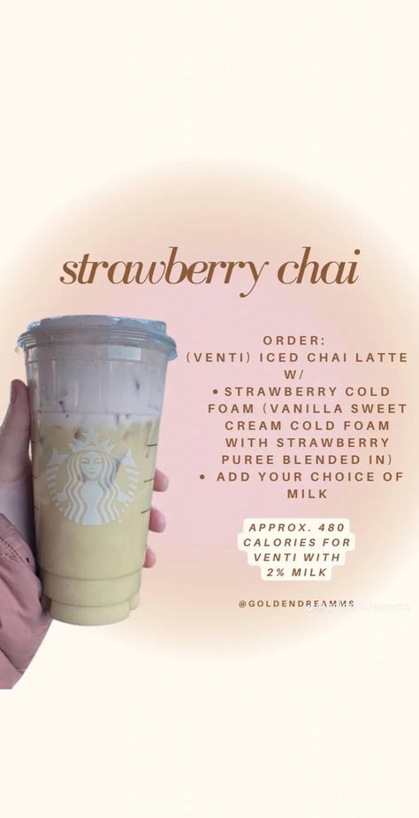 Strawberry Chai Starbucks, Coquette Starbucks Order, Starbucks Chia Drinks, Chai Starbucks Drinks, Starbucks Chai Drinks, How To Make Starbucks Drinks At Home, Starbucks Orders To Try, Starbucks Copycat Recipes Drinks, Starbies Drinks