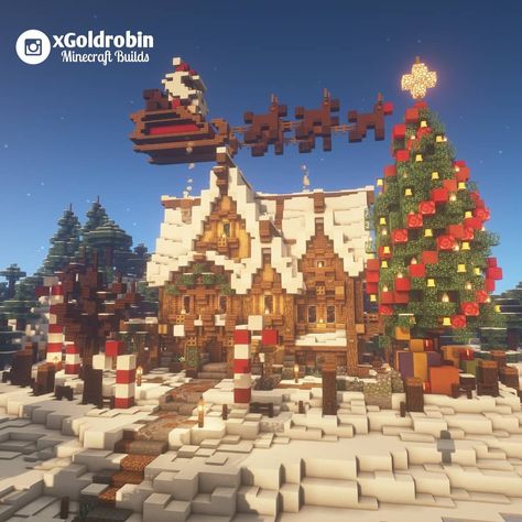 Goldrobin Minecraft, Minecraft Christmas, Minecraft Inspo, Minecraft Blueprints, Snow Christmas, Minecraft Building, Celebrate Christmas, Christmas House, Minecraft Houses