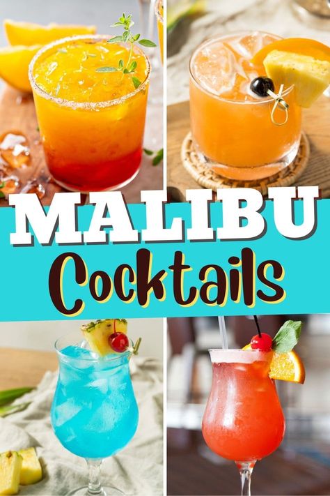 Long Island Alcoholic Drinks, Alcoholic Drinks With Malibu Rum, Mixed Drinks Alcoholic Malibu Rum, Best Malibu Rum Drinks, Drinks Made With Malibu Rum, Summer Drinks With Malibu Rum, Easy Tropical Cocktails, Mixed Drinks With Malibu Rum, Malibu Cocktails Recipes