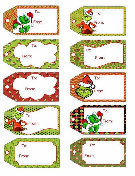 Grinch Gift Tags, Grinch Printable, Free Christmas Tags, Handmade Kids Gifts, Whoville Christmas, Grinch Party, Christmas Bingo, Grinch Christmas Decorations, Christmas Tags Printable