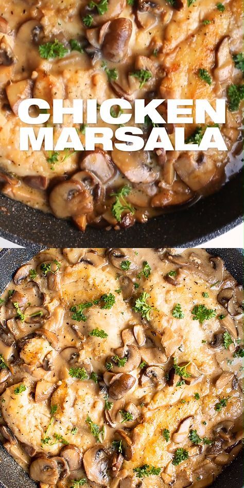 Chicken Marsala With Mushrooms, Chicken Mushroom Marsala, Dinner Quick And Easy, Marsala Recipe, Olive Garden Copycat, Dinner Quick, Chicken Mushroom Recipes, Marsala Chicken Recipes, Marsala Wine