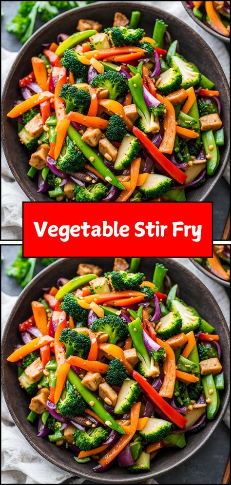 Enjoy the vibrant flavors of this Colorful Vegetable Stir Fry! This easy recipe features a medley of fresh vegetables sautéed to perfection in a light soy sauce or teriyaki glaze. Packed with nutrients and ready in under 30 minutes, it’s perfect as a side dish or a main course when paired with rice or noodles. Pin this recipe for a delicious and healthy option that’s quick to make! 🥦��🥕🍜  #VegetableStirFry #HealthyEating #QuickMeals #EasyRecipes #PlantBased Vegetarian Dinner Party, Vegetable Stir Fry Recipe, Teriyaki Glaze, Healthy Vegetarian Dinner, Easy Vegetarian Dinner, Vegetable Medley, Stir Fry Recipe, Healthy Food Dishes, Vegetarian Dinners