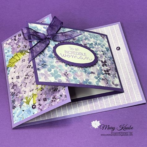 Hydrangea Hill Suite by Stampin' Up! Joy Fold Card, Folding Techniques, Fancy Fold Card Tutorials, Card Making Templates, Folding Paper, Gatefold Cards, Paper Craft Ideas, Creative Card, Hand Made Greeting Cards