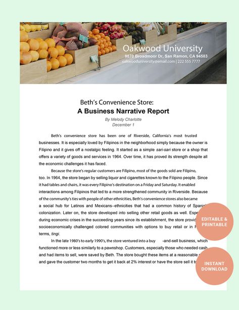 Business Narrative Report Template Narrative Report Format, Narrative Report Design, Narrative Report Sample, Narrative Report, Oakwood University, Report Design Template, Report Design, Report Card, Template Google