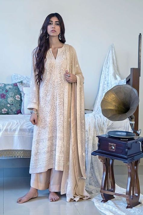 Anjul Bhandari, Chikankari Lehenga, Tulip Pants, Chikankari Embroidery, Kurti Palazzo, Straight Suit, Ear Pin, Indian Designer Suits, Color Highlights