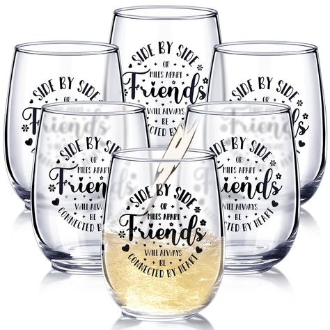 PRICES MAY VARY. Friendship Gifts Set: this package comes with 6 pieces of friend wine glasses in the capacity of 15 Oz, the quantity is sufficient to meet your gift sending needs; And the cups are printed with warm and meaningful words, it is a good way to show your care to your friends Thoughtful and Practical Design: the wine glass gifts for women adopt ergonomic design, suitable for most people to hold in hands with comfort and ease; And the glasses are large enough for you to use, can provi Friend Wine Glasses, Friends Wine Glasses, Wine Glass Gifts, Women Friendship, Laser Projects, Gifts Set, Music Words, Valentines Day Weddings, Practical Design