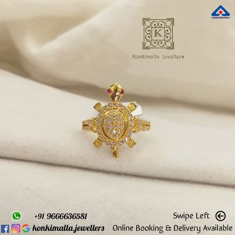 #KJ_G586 Net Weight: up to 3 grams Item : Tortoise Ring (తాబేలు ఉంగరం) Fb, Insta, Pinterest: @konkimalla.jewellers Tortoise Ring For Women, Tortoise Ring, Stone Ring Design, Hanuman Wallpapers, Ladies Rings, Gents Ring, Pooja Room Door Design, Lord Hanuman Wallpapers, Gold Jewelry Stores