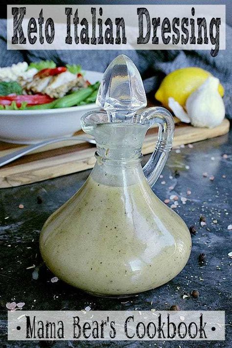 This fast and easy Keto Italian Dressing is packed with flavour, perfect for any salad and excellent for marinating chicken or prawns! #lowcarb #keto #dressing #mamabearscookbook Low Carb Italian Dressing, Keto Italian Dressing Recipes, Keto Italian Salad Dressing, Keto Italian Dressing, Keto Dressing, Marinating Chicken, Keto Sauce, Beautiful Salads, Keto Condiments