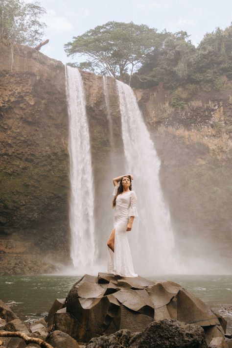 Hawaiian Elopement, Kauai Waterfalls, Kauai Elopement, Elopement Guide, Oahu Elopement, Waterfall Sounds, Waterfall Wedding, Poipu Beach, Natural Waterfalls