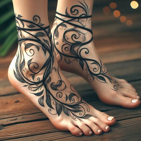 15 Vine Tattoo Ideas to Represent Growth and Abundance Pretty Vine Tattoos, Vine Wrapped Around Leg Tattoo, Front Hip Tattoo, Vines Tattoo Design, Vine Tattoo Ideas, Vines Tattoo, 4th Wing, Vine Tattoo, Wicked Tattoos