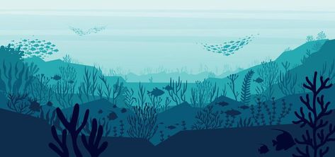 silhouette of coral reef with fish and divers on blue sea background underwater vector illustration 9102436 Vector Art at Vecteezy Underwater Vector, Hammerhead Sharks, Sea Background, Underwater Scene, Fish Vector, Cityscape Photos, Nature Backgrounds, Heart With Arrow, Flat Illustration