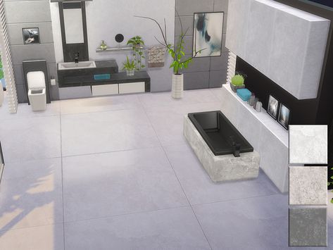 Sims 4 Tile Floor, Wall Lamp Dining, Black And White Bathroom Floor, High Gloss Floors, Black White Bathroom, Large Floor Tiles, Die Sims 4, Black White Bathrooms, Cc Sims4