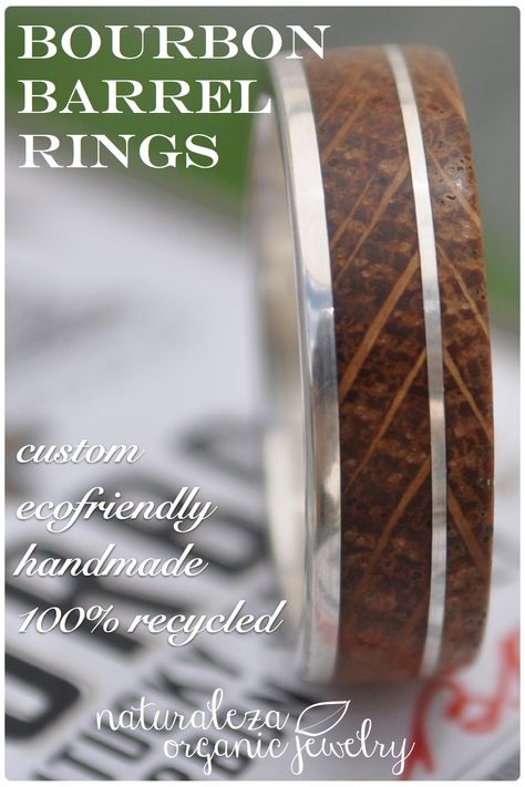 Wedding rings for the bourbon lover, handmade with reclaimed Kentucky bourbon barrels.  . . . #bourbonlove #bourbon #kentucky #woodweddingrings #uniqueweddingrings #woodring #reclaimed #bourbonbarrel #bourbonlover Bourbon Barrel Ring, Wood Wedding Rings, Wood Wedding Bands, Barrel Wedding, Blush Jewelry, Tattoo Wedding Rings, Wood Wedding Ring, Wood Wedding Band, Barrel Rings