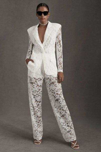 Bridal Pantsuit, Bridal Pants, Lace Blazer Jacket, Wedding Pantsuit, Lace Suit, Elegant Blazers, Lace Blazer, Wedding Jumpsuit, Lace Pants