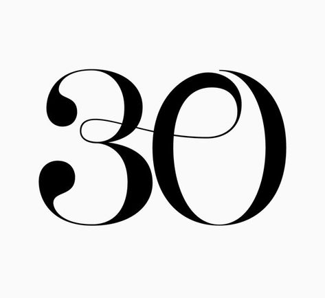 30 Beautiful Number Fonts, Number Logos Design, 30 Number Design, 0 Number Design, Calligraphy Numbers Fonts, 30 Typography, Font For Numbers, 30th Ideas, 30 Number