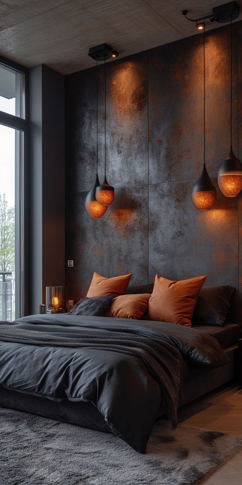 Furniture Textiles, Bedrooms Inspiration, Design Ložnic, Serene Environment, تصميم داخلي فاخر, Bedroom Ambiance, Moody Bedroom, Bedroom Orange, Simple Room