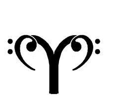 Aries Ram/Double Bass Clef Aries Glyph, Aries Music, Aries Symbol, Ram Tattoo, Semi Colon, Model Tattoo, Sign Tattoo, Aries Tattoo, Bass Clef