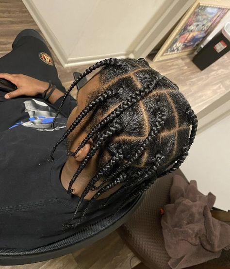 Large Box Braids Men, Big Box Braids Men, Single Braids Men, Female Braids, Boys Cornrows, Mens Twists, Male Braids, Black Boy Hairstyles, Box Braids Men