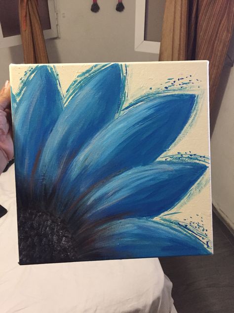 Easy Sketches To Paint, Canvas Painting Ideas Flowers, Painting With Blue Background, Painting Ideas Blue, Surreal Art Painting, Mini Toile, Emotional Painting, Gcse Art Sketchbook, Oil Pastels Painting