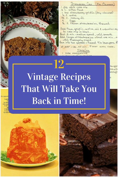 Collage of 4 vintage recipes. Recipes From 1800s, Vintage Recipes Desserts, Recipes From The 1900s, Vintage Thanksgiving Recipes, 1920s Baking Recipes, Food From The 1920s, 1920 Recipes, 1920s Recipes, Vintage Dessert Recipes