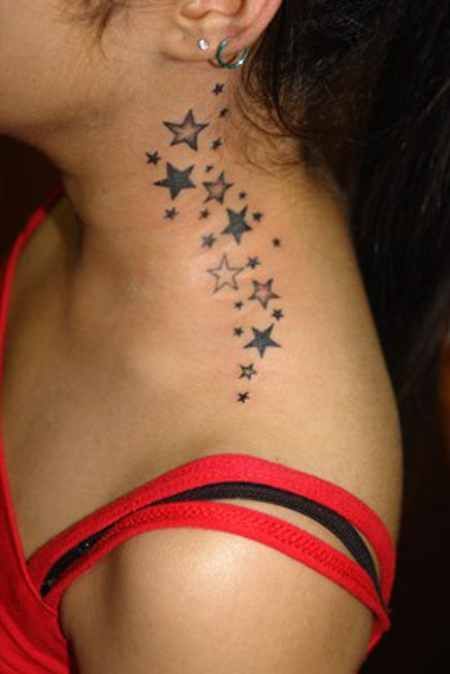 Neck Tattoo Women, Cheetah Print Tattoos, Star Tattoo Meaning, Tattoo Son, Behind Ear Tattoos, Girl Neck Tattoos, See Tattoo, Side Neck Tattoo, Back Of Neck Tattoo