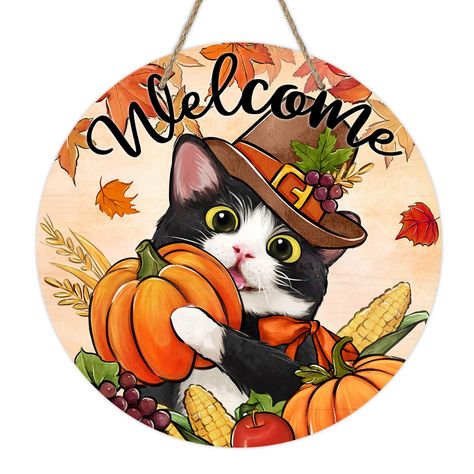 PRICES MAY VARY. Unique Design: Our door pediment design is unique and beautiful. The kitten, pumpkin, corn, fruits patterns are printed on the wooden board, which is suitable for Thanksgiving, Friendsgiving, fall, autumn. This farmhouse front door sign will bring more fun to your house and show the best welcome to your friends Durable Material: Our door wreath is made of high-quality wooden material, which is durable and suitable for all seasons and holidays. The package comes with a strong rop Outside Porch Decor, Door Pediment, Wooden Wreath, Wreath Indoor, Thanksgiving Friendsgiving, Wood Door Hanger, Front Door Sign, Wooden Wreaths, Wood Door Hangers