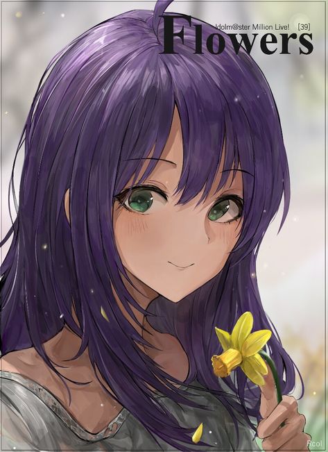 Purple Hair Green Eyes, Anime Purple, Girl With Purple Hair, Anime Purple Hair, Hair Green Eyes, Dream Anime, Picture Search, Manga Pictures, Grey Shirt