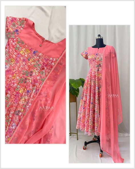 Customised Net Brasso Anarkali with georgette dupatta adorned with pearl border. It’s a customised pc. Not available now. #anarkali #floralanarkali #designeranarkali #aarraabyumaanand #designerboutique #coimbatoreboutique #coimbatoreshopping #chennaishopping #dupatta Dupatta Ideas, Pencils Drawings, Floral Anarkali, Pearl Border, Frock Designs, Long Frock Designs, Anarkali Dress Pattern, Georgette Dupatta, Long Frock