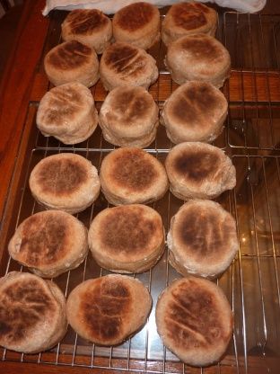 Whole Wheat English Muffins Recipe - Genius Kitchen English Muffins Bread Machine, Whole Wheat English Muffins, Wheat Berry Recipes, English Muffins Recipe, Whole Wheat Muffins, English Muffin Bread, Flax Meal, English Muffin Recipes, Wheat Recipes