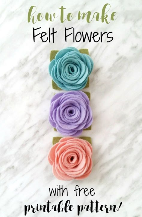 Felt Flower Template, Felt Flowers Patterns, Felt Flower Tutorial, Baby Mobil, Felt Flowers Diy, Diy Flores, Fleurs Diy, Felt Flower Headband, How To Make Headbands