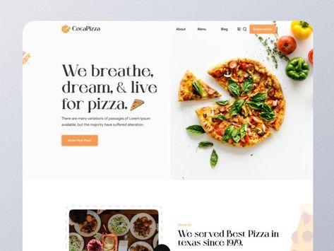 Pizzaa Food Ordering Website Landing Page Ui, Food Web Design, Pizza Shop, Pizza Design, Pizza Food, Food Web, Pizza Restaurant, Landing Page Design, Page Design