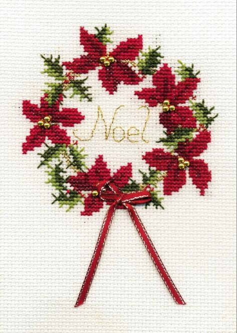 Cross Stitch Christmas Cards, Wreath Cross Stitch, Bothy Threads, Thread Beads, Holiday Cross Stitch, Xmas Cross Stitch, Cross Stitch Christmas, Cross Stitch Christmas Ornaments, Embroidery Gifts