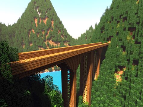 /r/minecraft: A simple mountain bridge. Minecraft Blueprint, Mountain Bridge, Minecraft Mountain, Minecraft Bridge, Minecraft Building Blueprints, Minecraft A, Minecraft Structures, Minecraft Pictures, Easy Minecraft Houses