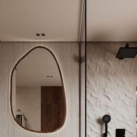 Minimalistic interior design on Instagram: "Irregular shaped mirror 🤎 Number 1 or 4? Love the shape of these mirrors.. what do you think? . . Pics 1-3 @loakdesigns Pics 4-6 @tawazon_architects . . . . . . . . . #beigehome #beigehome #beige #beigepalette #minimalistichome #minimal #minimalhomedecor #minimalistic #scandinavianstyle #scandinaviandecor #scandinavianhome #travertine #travertin #travertino #marble #bathroominspo #bathroomgoals #bathroominterior #bathroomgoal #bathroomideas #bathroomtiles #interioroftheday #Interior4all #interior123 #interior_delux" Tawazon Architects, Travertino Marble, Irregular Shaped Mirror, Minimalistic Interior, Shaped Mirror, Beige Bathroom, Bathroom Goals, Minimalist Interior Design, Bathroom Inspo