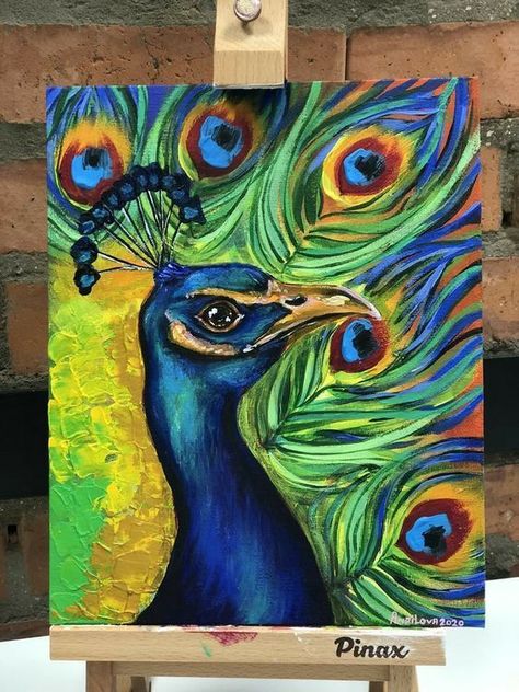 Canvas Painting Ideas Birds, Drawings Of Peacocks, Peacock Painting Acrylic Easy, Acrylic Animal Painting Ideas, Acrylic Peacock Painting, Painting Ideas Peacock, Canvas Painting Ideas Animals, Acrylic Painting Ideas Animals, India Painting Ideas